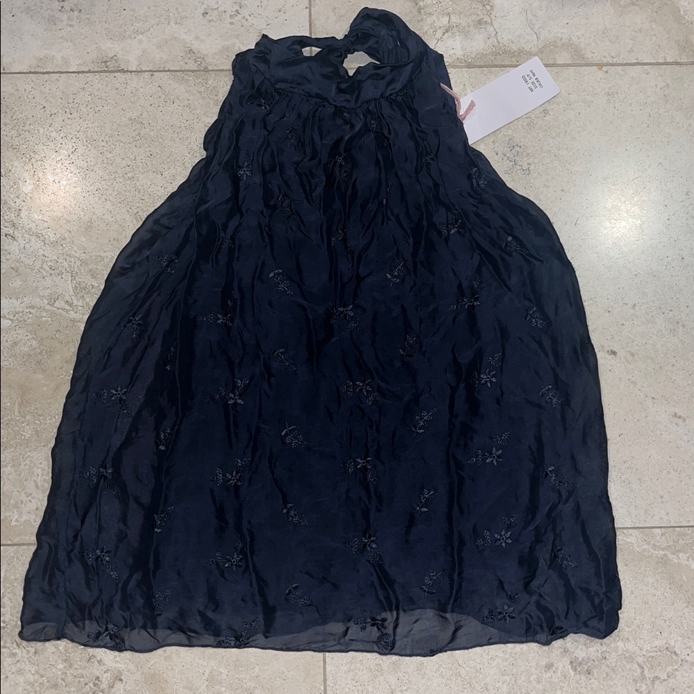 BNWT Vanessa Zani Navy Sleeveless top blouse Sz Small